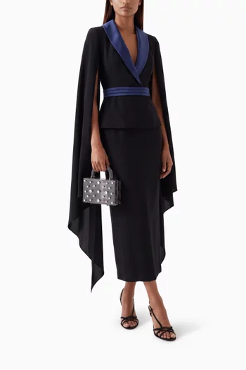 Orva Lapel-collar Dress in Crepe-satin