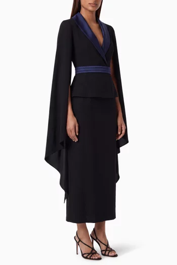 Orva Lapel-collar Dress in Crepe-satin