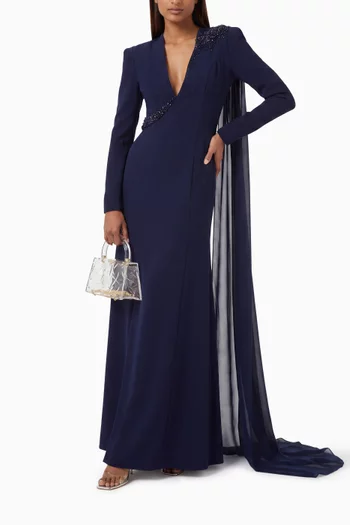 Valisse Embellished Dress in Crepe