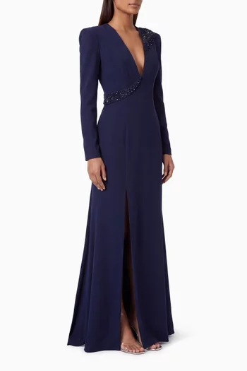 Valisse Embellished Dress in Crepe