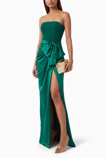 Isobel Bow Strapless Dress in Crepe