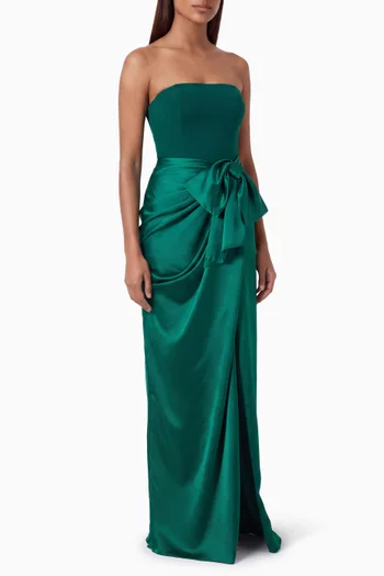 Isobel Bow Strapless Dress in Crepe
