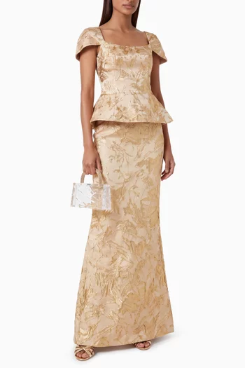 Anjani Peplum Corset Dress in Jacquard