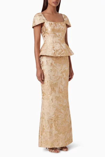 Anjani Peplum Corset Dress in Jacquard