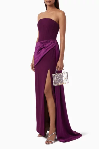 فستان كلاس بلا حمالات كريب وستان