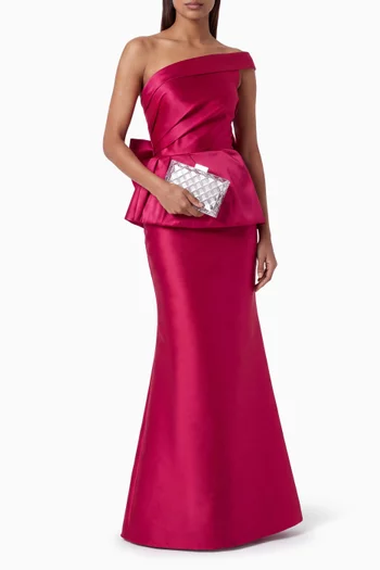 Karlie Bow One-shoulder Dress in Crepe