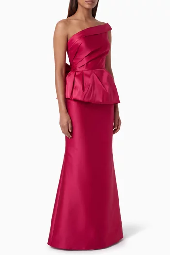 Karlie Bow One-shoulder Dress in Crepe
