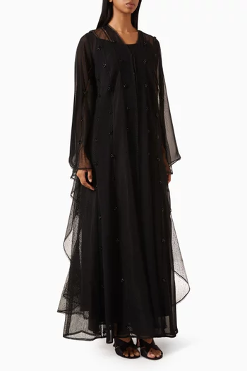 Embellished Wedding Abaya in Chiffon & Tulle