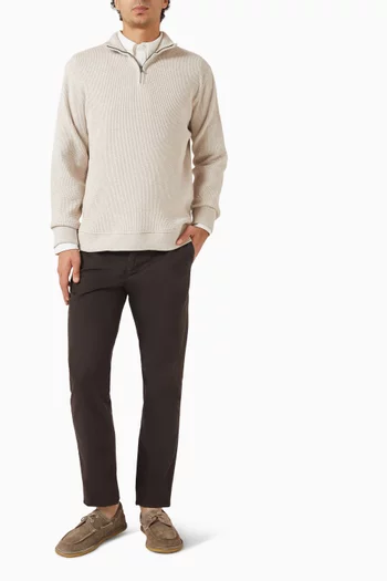 Brushed Quarter-zip Sweater in Waffle-knit
