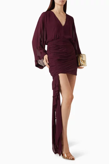 Amina Plunged Mini Dress in Georgette