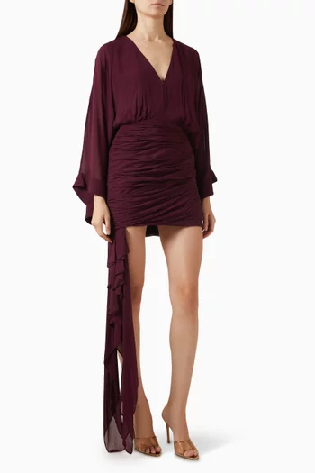 Amina Plunged Mini Dress in Georgette