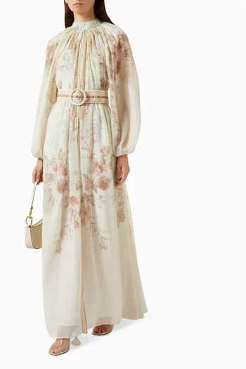 Rosina Belted Maxi Dress in Chiffon