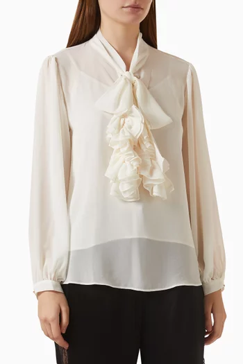 Ruffled Tie-neck Top in Chiffon