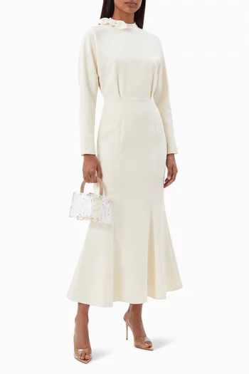 Neck-tie Fishtail Midi Dress