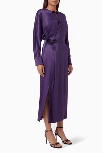 Tie-knot Gathered Midi Dress
