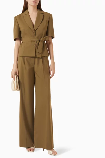 Belted Cropped Jacket in Wool-blend