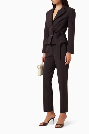 Belted Pinstripe Blazer