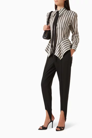 Striped Peplum Shirt in Linen-blend