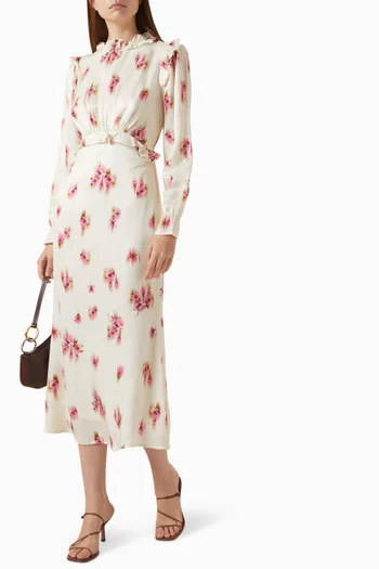 Floral-print Ruffled Midi Dress