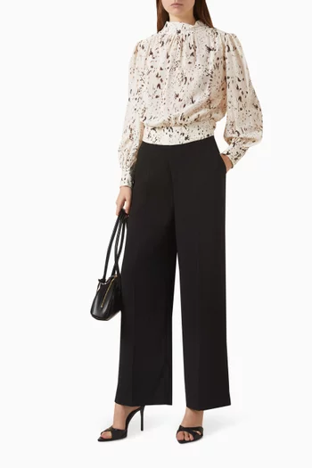 Printed High-neck Top in Viscose