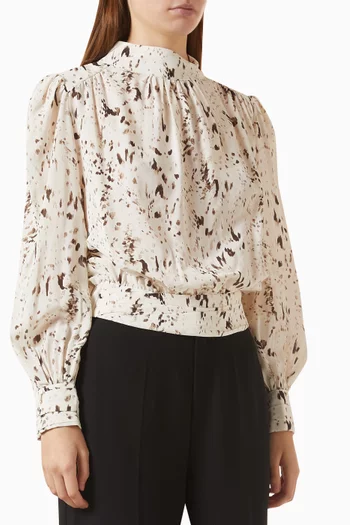 Printed High-neck Top in Viscose
