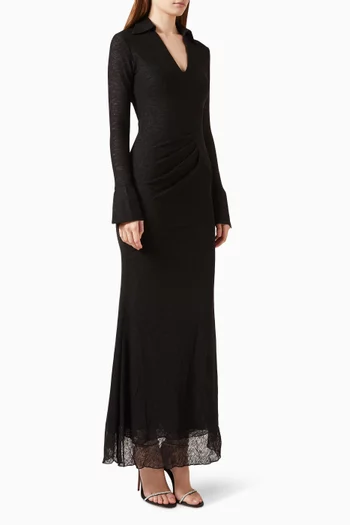 Noir Tide Dress in Wool-blend