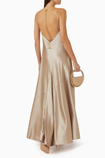 Gabi Draped Slip Dress in Satin