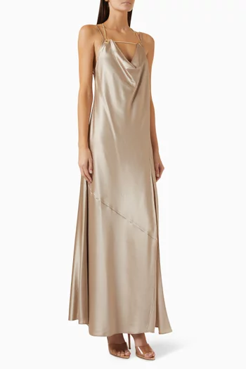 Gabi Draped Slip Dress in Satin