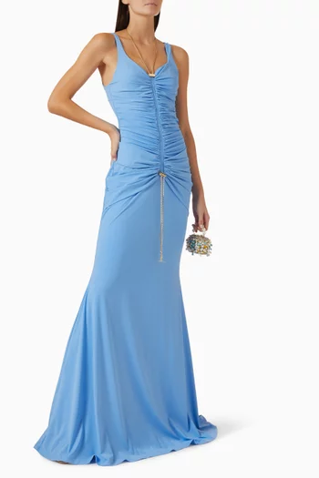 Umina Shirred Dress in Stretch-jersey