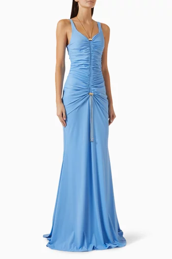 Umina Shirred Dress in Stretch-jersey
