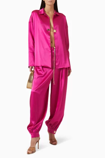 Alessia Jewelled-closure Shirt in Satin