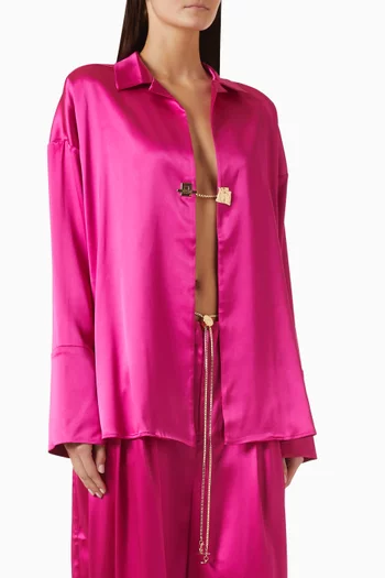 Alessia Jewelled-closure Shirt in Satin