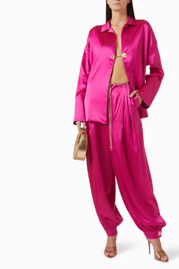 Sinna Chain-belt Balloon Pants in Satin
