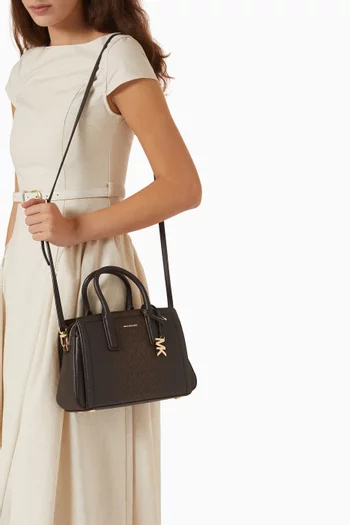Small Laila Satchel Bag in Coated-canvas
