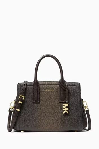 Small Laila Satchel Bag in Coated-canvas