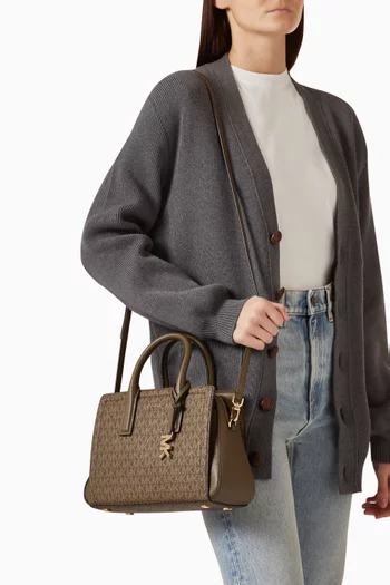 Small Laila Satchel Bag in Coated-canvas