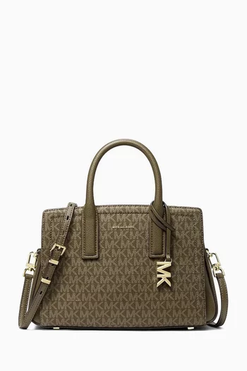 Small Laila Satchel Bag in Coated-canvas
