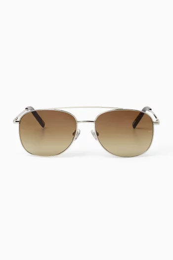 Sain Aviator Sunglasses in Shiny Metal