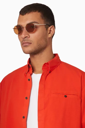 Eno Octagonal Sunglasses in Shiny Metal