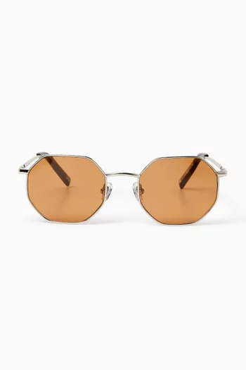 Eno Octagonal Sunglasses in Shiny Metal