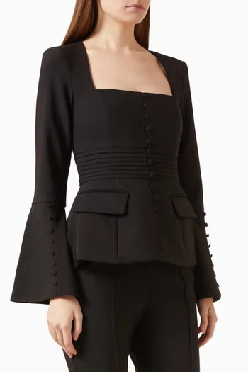 Harper Square-Neck Hourglass Blazer