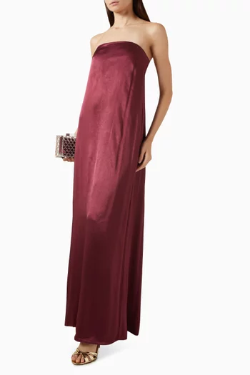 La Lune Strapless Column Maxi Dress in Satin