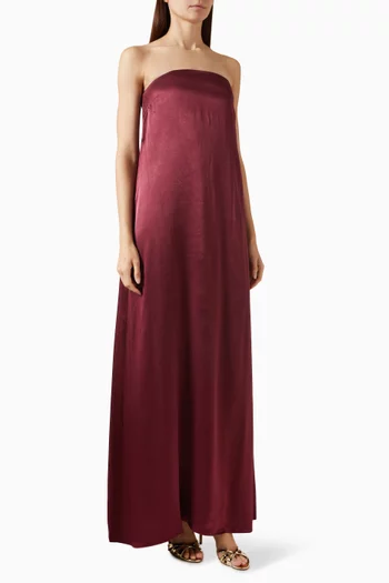 La Lune Strapless Column Maxi Dress in Satin