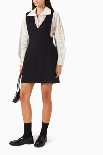 Striped High-collar Shirt in Cotton-silk