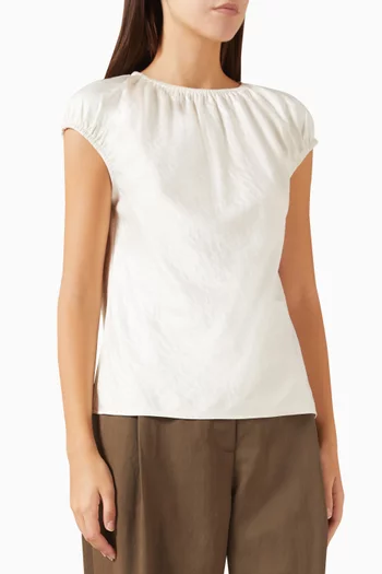 Gathered Top in Crinkled Satin