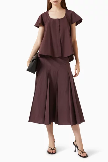 Fluted-sleeve Top in Cotton-blend