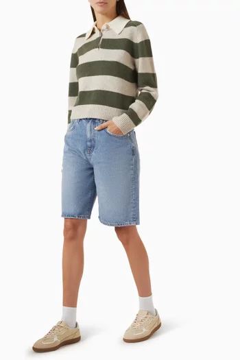 Royce Stripe Polo Sweater in Cashmere