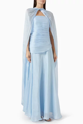 Draped Corset, Cape & Skirt Set in Organza