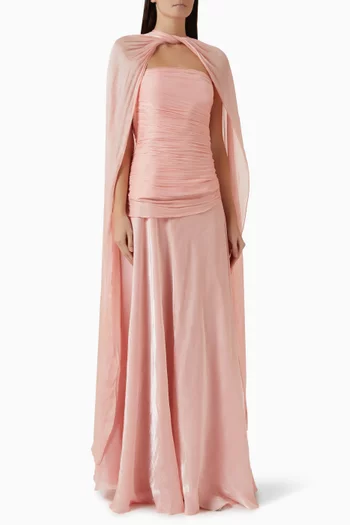 Draped Corset, Cape & Skirt Set in Organza