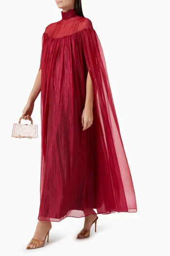 Sheer High-neck Cape Gown in Organza